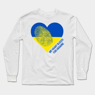 Ukraine Heart  Fingerprint Ukrainian Gift Long Sleeve T-Shirt